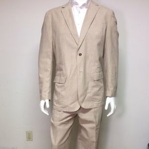 Beige Linen suit by Centro 42 36-38 draw string 32